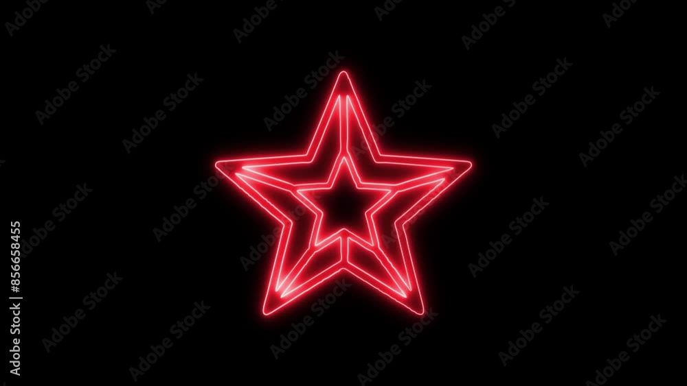 Neon Glowing Christmas Star Icon and Symbol Animation on Black Background Neon Glowing Christmas Star Icon and Symbol Animation on Black Background