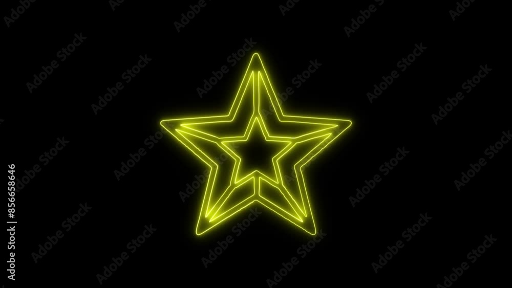 Neon Glowing Christmas Star Icon and Symbol Animation on Black Background Neon Glowing Christmas Star Icon and Symbol Animation on Black Background