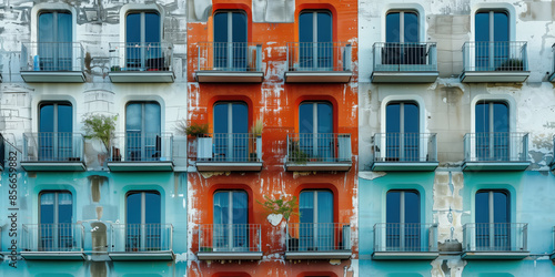 The Exterior of several rundown looking apartments with balconies