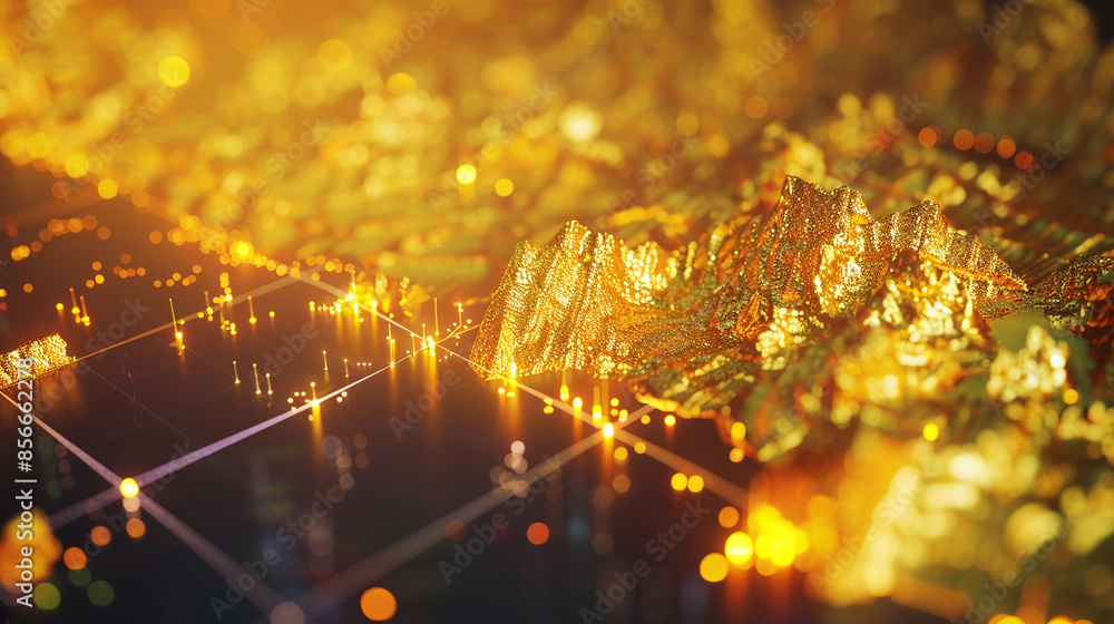 A detailed view of gold stock performance graphs on a computer. investment finance A detailed view of gold stock performance graphs on a computer. investment finance
