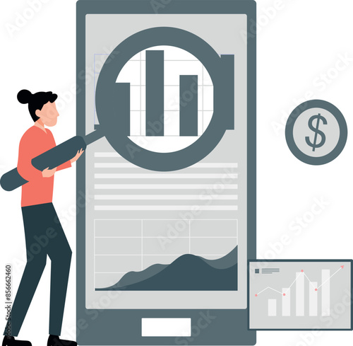 The girl is looking for a business graph.