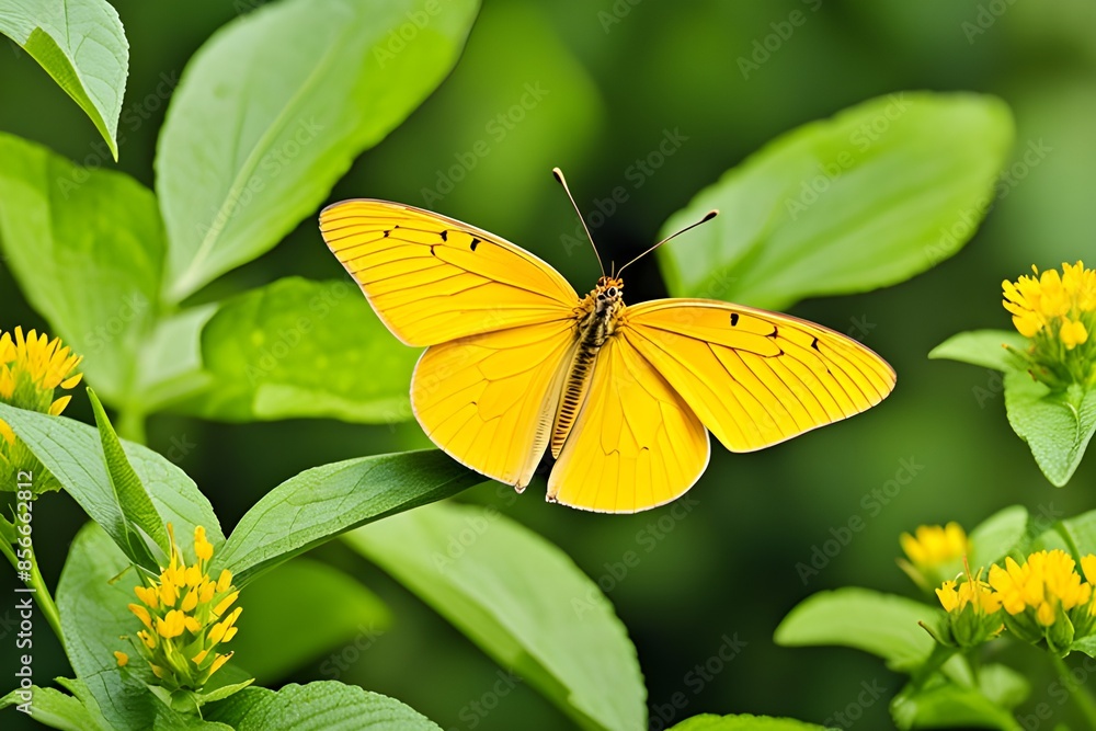 A flying yellow butterfly A flying yellow butterfly