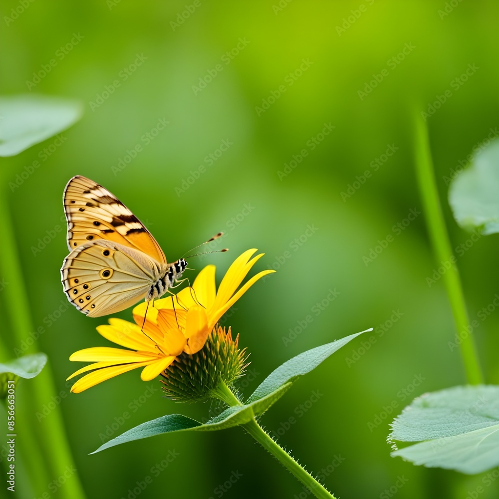 Obraz premium A flying yellow butterfly