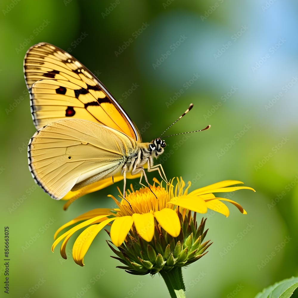 A flying yellow butterfly A flying yellow butterfly