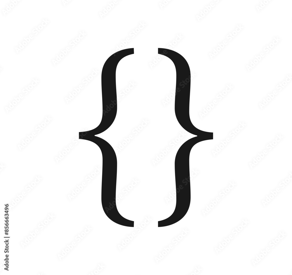 Curly braces symbol and dobule braces, symmetric sign for text quote, mathematics, typography swirly mark, opening and closing frames for punctuation in maths flat vector illustration.
Curly braces symbol and dobule braces, symmetric sign for text quote, mathematics, typography swirly mark, opening and closing frames for punctuation in maths flat vector illustration.