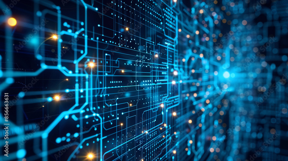Obraz premium A detailed analysis of a computer network using AI tools. technology AI