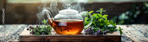 Steaming Herbal Tea in Glas...
