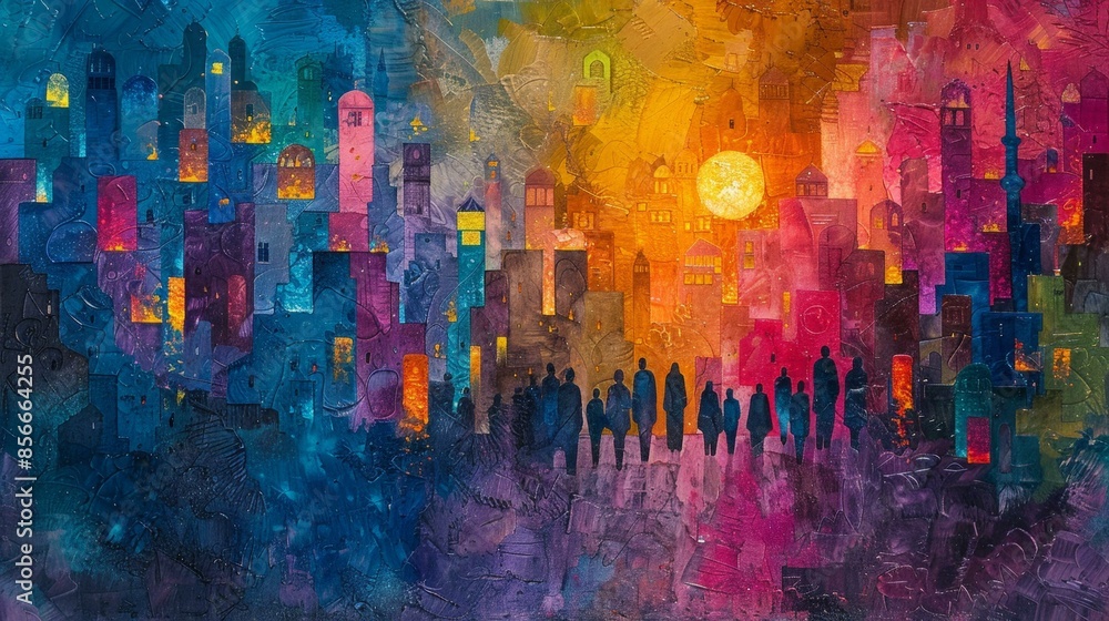 Abstract Cityscape with Vibrant Colors Abstract Cityscape with Vibrant Colors