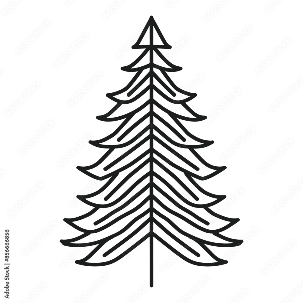 Obraz premium Line art pine tree vector icon style
