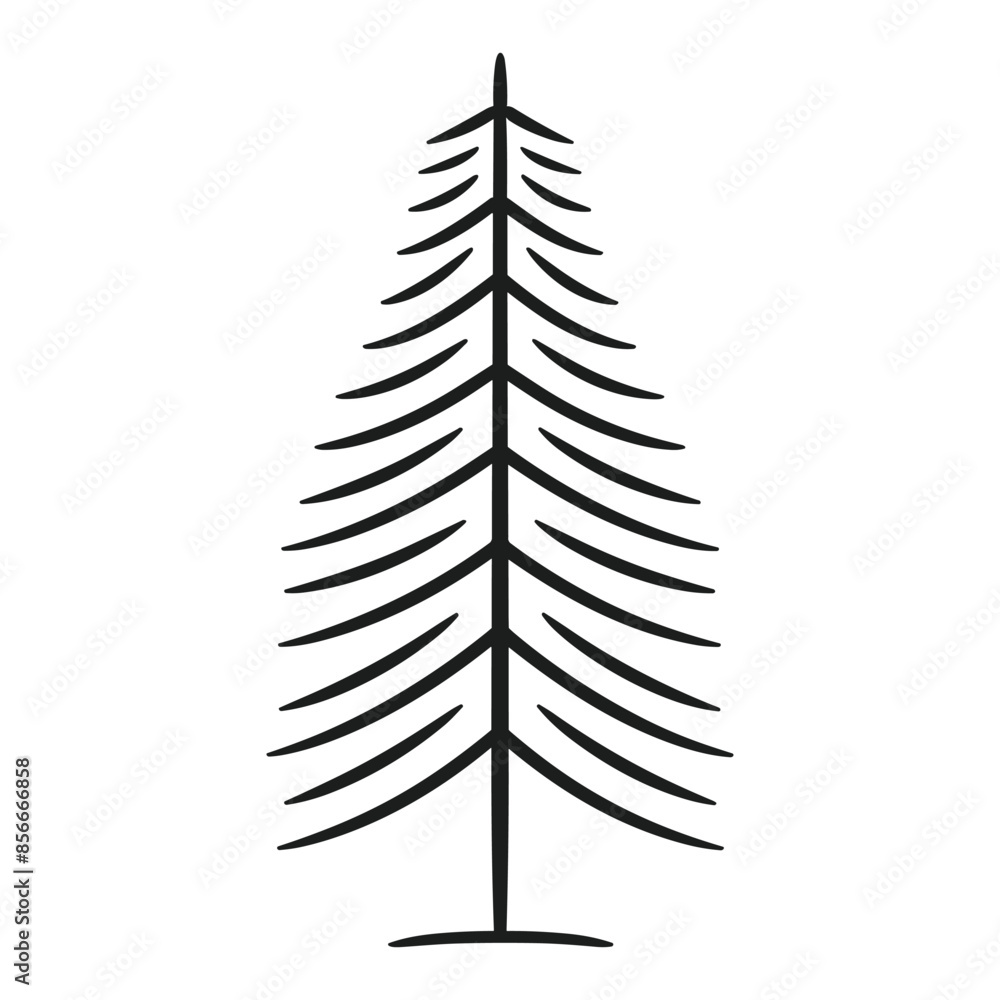 Line art pine tree vector icon style Line art pine tree vector icon style