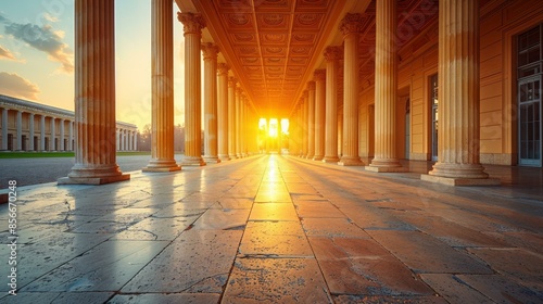 Sunset at the Austrian Parliament, Vienna photo