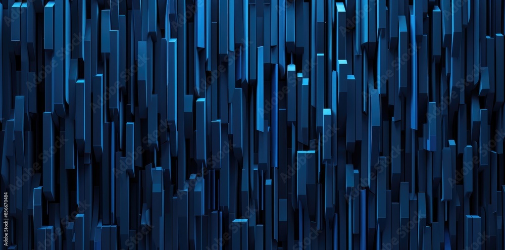 Fototapeta premium Black blue abstract modern background for design Dark Geometric shape 3d effect Diagonal lines stripes Triangles Gradient Light glow Metallic sheen Minimal Web banner :