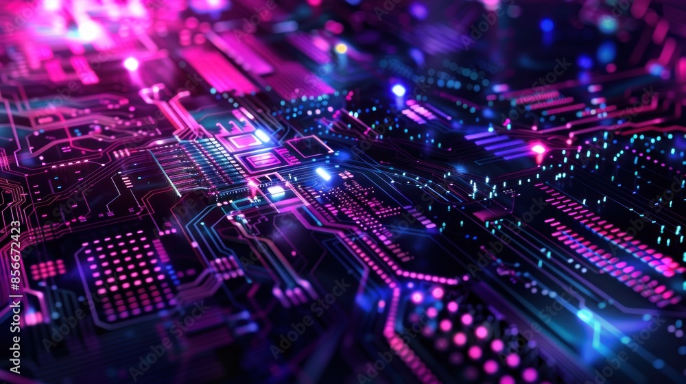 Fototapeta premium Abstract Glowing Circuit Board