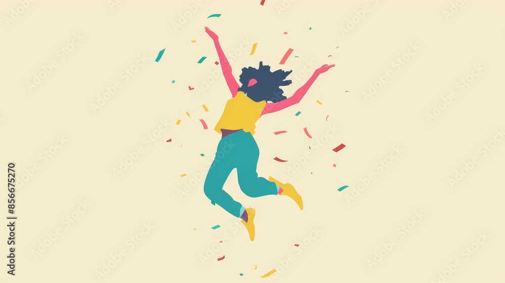 happy woman with excited posture happy woman with excited posture