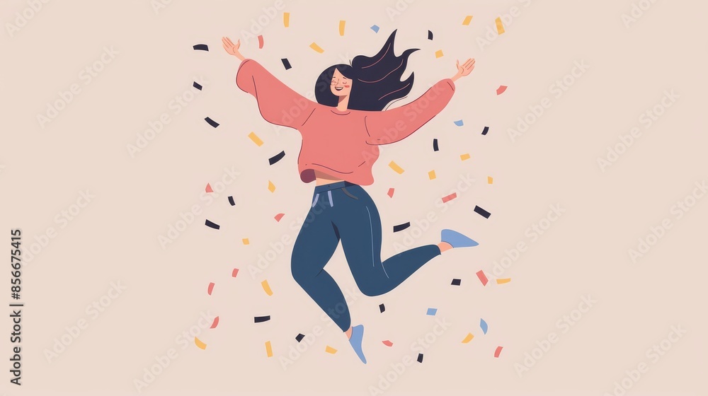 happy woman with excited posture happy woman with excited posture