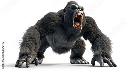 King Kong 3D animation isolated on white background
