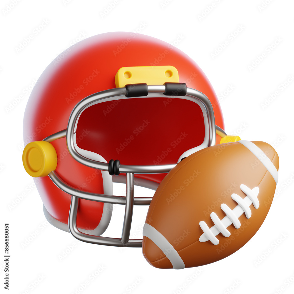 American Football Sport Equipment 3D Icon American Football Sport Equipment 3D Icon