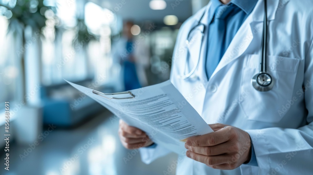 Close-Up of Doctor's Hands: A close-up shot of a doctor's hands flipping through or holding medical documents Close-Up of Doctor's Hands: A close-up shot of a doctor's hands flipping through or holding medical documents