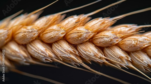 Close-up of Wheat Grain on a Black Background photo