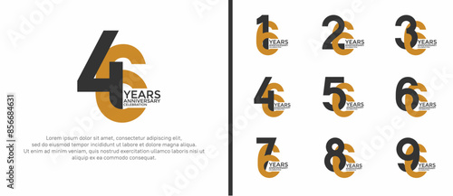 anniversary logo style set with black and brown color can be use for celebration moment