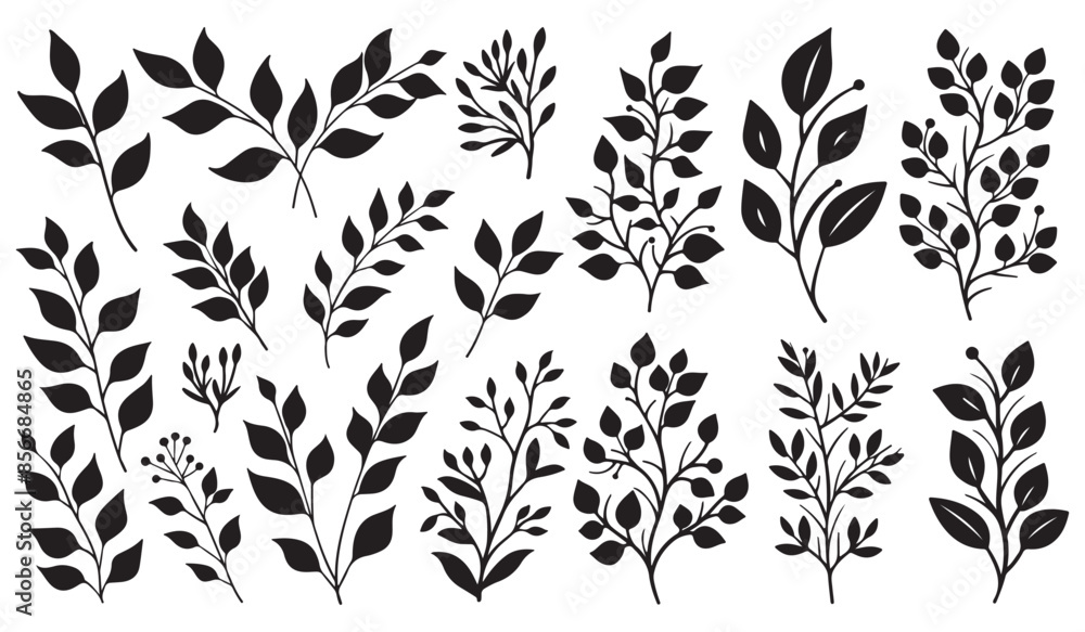 Leaves Icons Set - Different Vector Illustrations Isolated On White Background Leaves Icons Set - Different Vector Illustrations Isolated On White Background