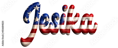 Jesika- Bandiera degli Stati Uniti - nome proprio - scrittura tubolare effetto tridimensionale - Grafica vettoriale - Parola auguri, banner, biglietti, stampe, cricut, silhouette, sublimazione	