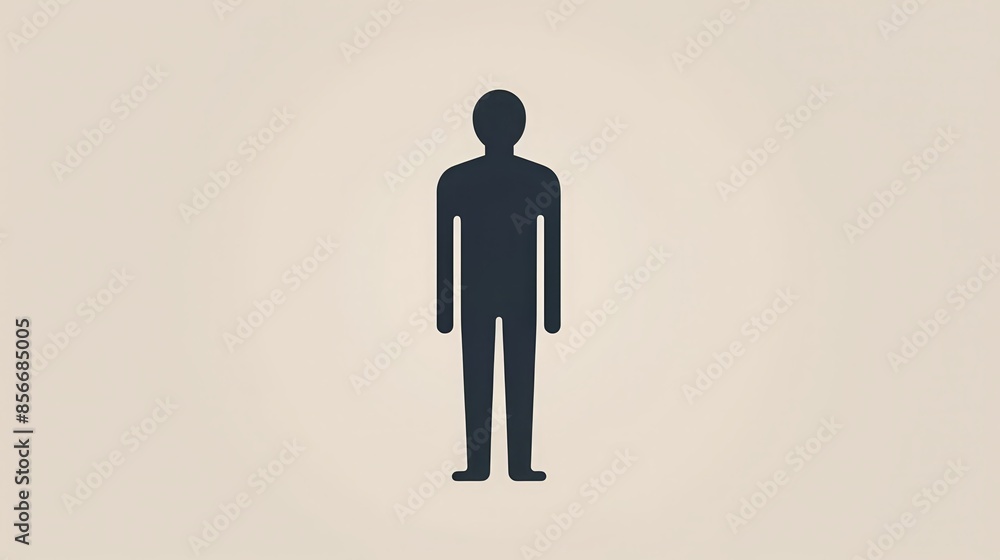 Black simple human pictogram isolated on beige background Black simple human pictogram isolated on beige background