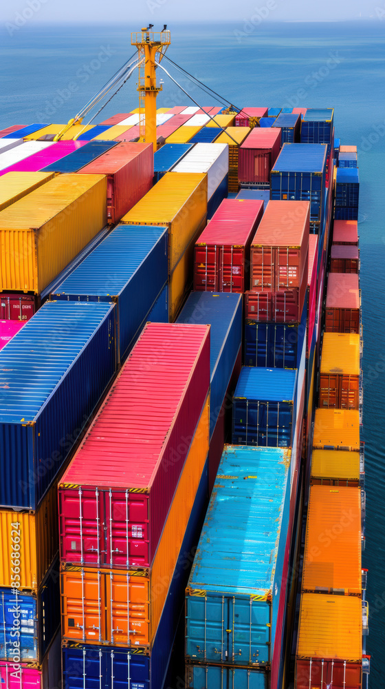 Fototapeta premium A large ship is filled with colorful containers