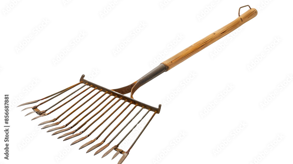 High-quality garden rake with wooden handle and metal tines, ideal for leaves and lawn care. Perfect for gardening enthusiasts and professionals. High-quality garden rake with wooden handle and metal tines, ideal for leaves and lawn care. Perfect for gardening enthusiasts and professionals.