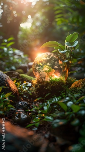 Earth Development, Plan sustainable development initiatives to benefit the Earth. Art Deco, nature light