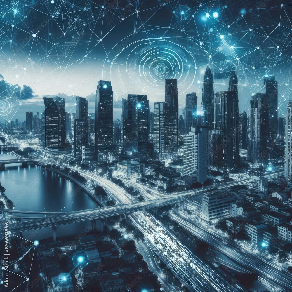 Connected Modern City: Internet Network Across the City Connected Modern City: Internet Network Across the City