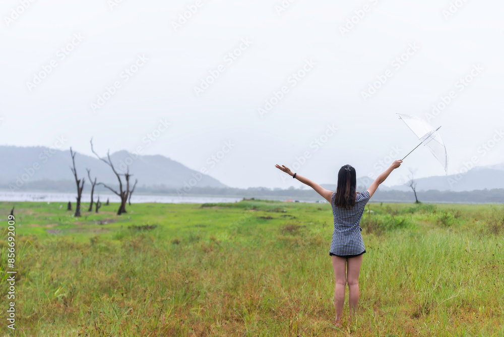 Lifestyle traveler or tourism women happy feeling good relax Lifestyle traveler or tourism women happy feeling good relax