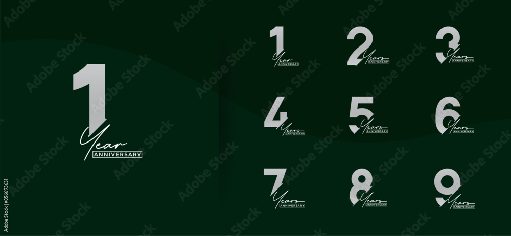 anniversary logo style set with gold and silver color can be use for celebration moment anniversary logo style set with gold and silver color can be use for celebration moment