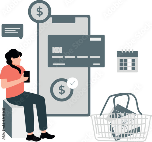 A girl is shopping online on mobile phone.