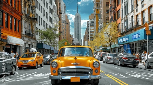 New York City Street, Yellow Taxi Cab, Time-Lapse Photography
