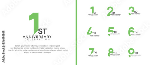 anniversary logo style set with green color can be use for celebration moment