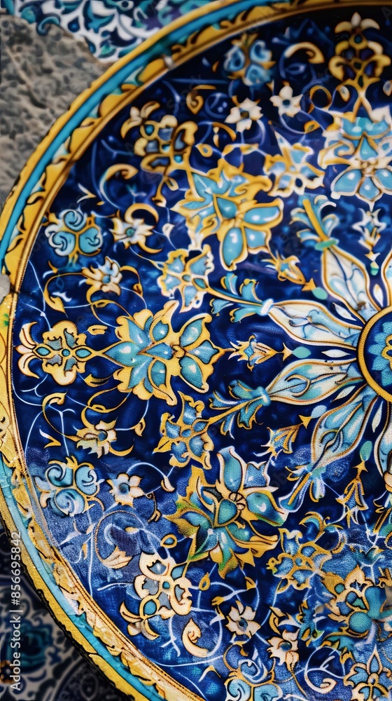 Fototapeta premium Ornate Islamic Ceramic Plate with Luxurious Detail