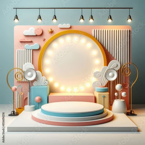 Wallpaper Mural Retro Podium for Product Photo: Classic and Elegant Ambiance Torontodigital.ca