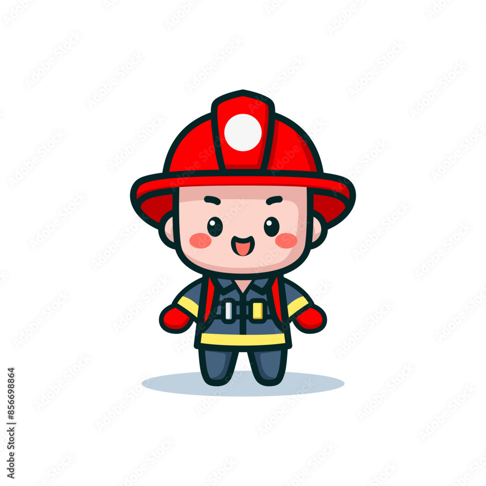 cute happy firefighter man cartoon character vector illustration template design cute happy firefighter man cartoon character vector illustration template design