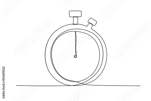 Stopwatch one line icon. Doodle drawing isolated on white background
