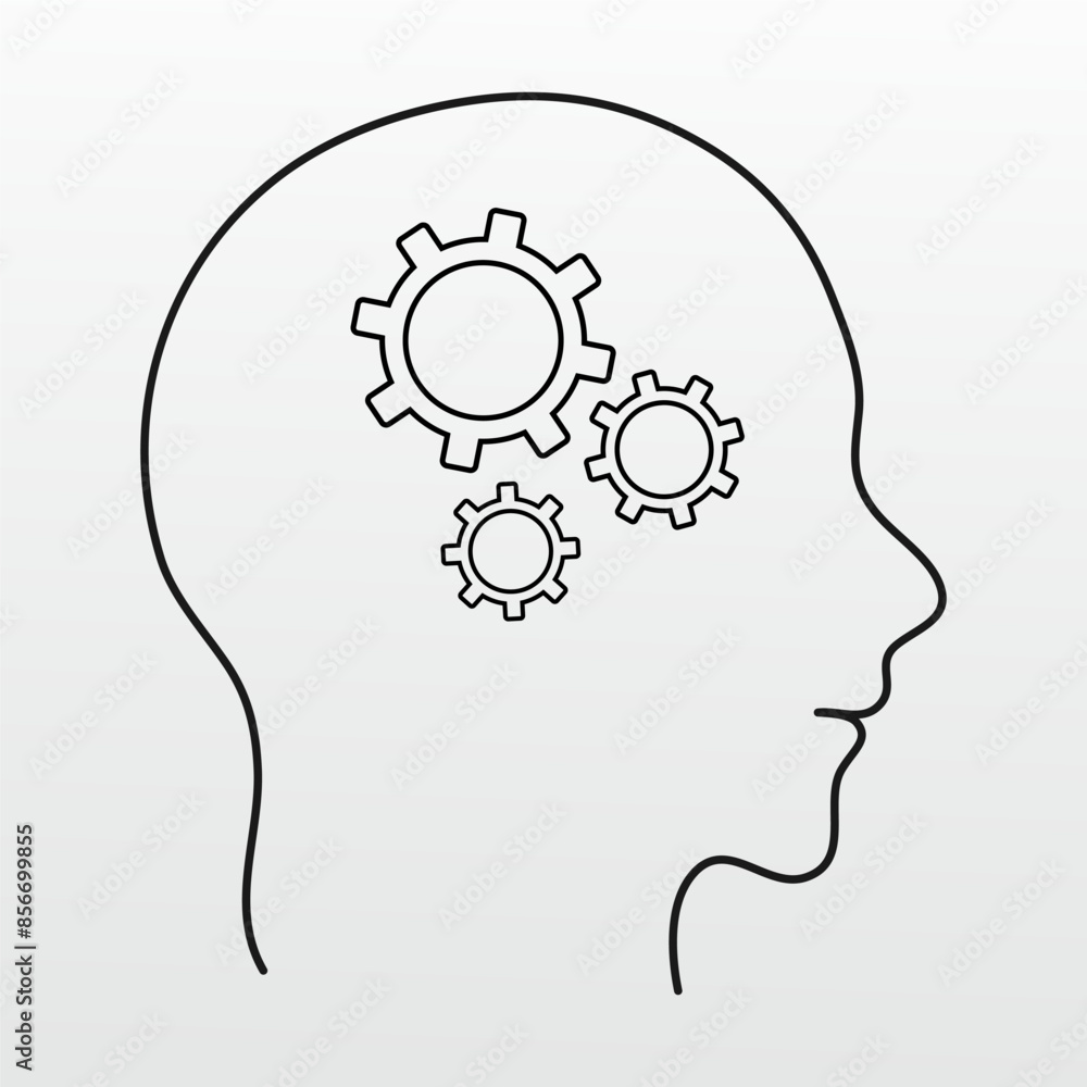 Vector illustration in a one stroke style of the robot head. Vector illustration in a one stroke style of the robot head.