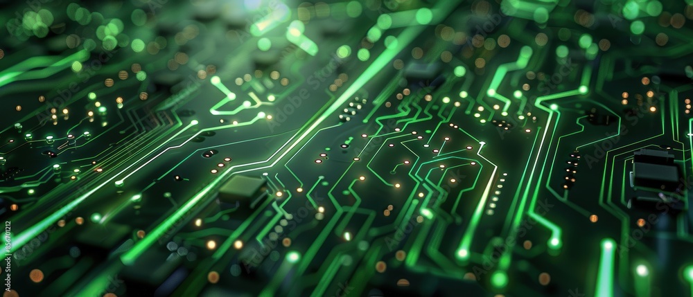 Obraz premium Abstract Green Circuit Board.