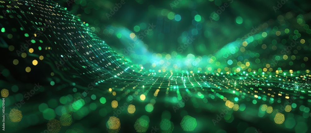 Abstract Green Bokeh Background with Numbers. Abstract Green Bokeh Background with Numbers.