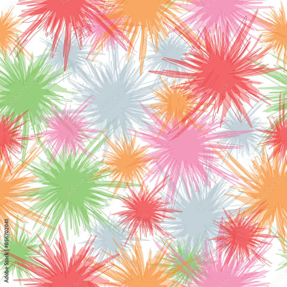 Vector stylish abstract floral seamless pattern for female fabric design or wallpaper. Floral in blue, green and orange. Vector stylish abstract floral seamless pattern for female fabric design or wallpaper. Floral in blue, green and orange.