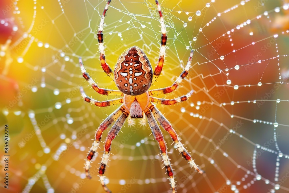 A spider sitting on its intricate web, waiting for prey A spider sitting on its intricate web, waiting for prey