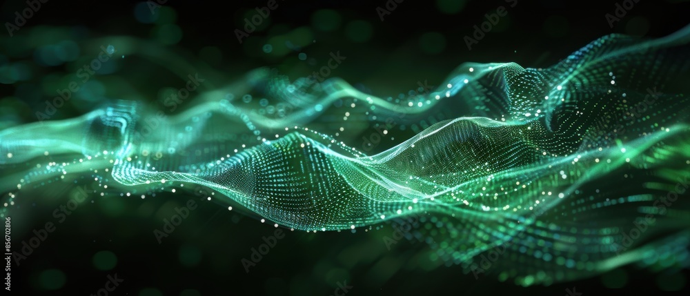 Fototapeta premium Abstract Green Light Wave.