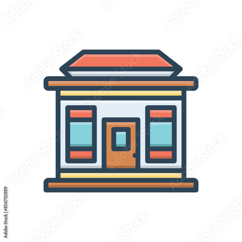 Color illustration icon for post office