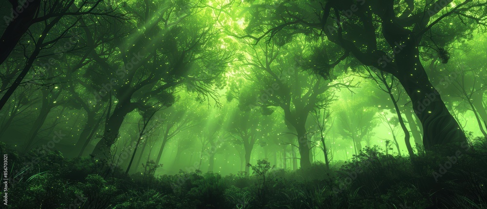 Fototapeta premium Enchanting Forest with Glowing Lights.