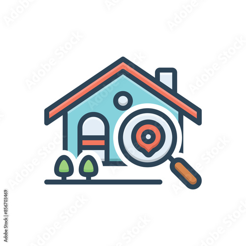 Color illustration icon for find home