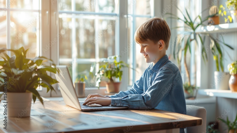 The boy with laptop The boy with laptop